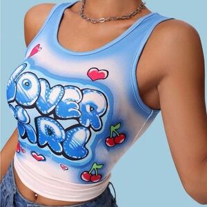 - ICON Women's Summer Cartoon Letter Printed Slim Fit Tank Top